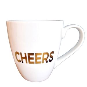 CHEERS White and Gold Coffee Mug 16 oz